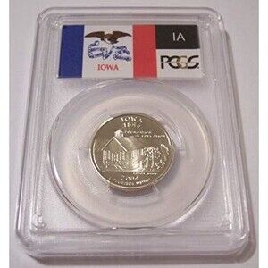 2004 S Clad Iowa State Quarter Proof PR70 DCAM PCGS Flag Label
